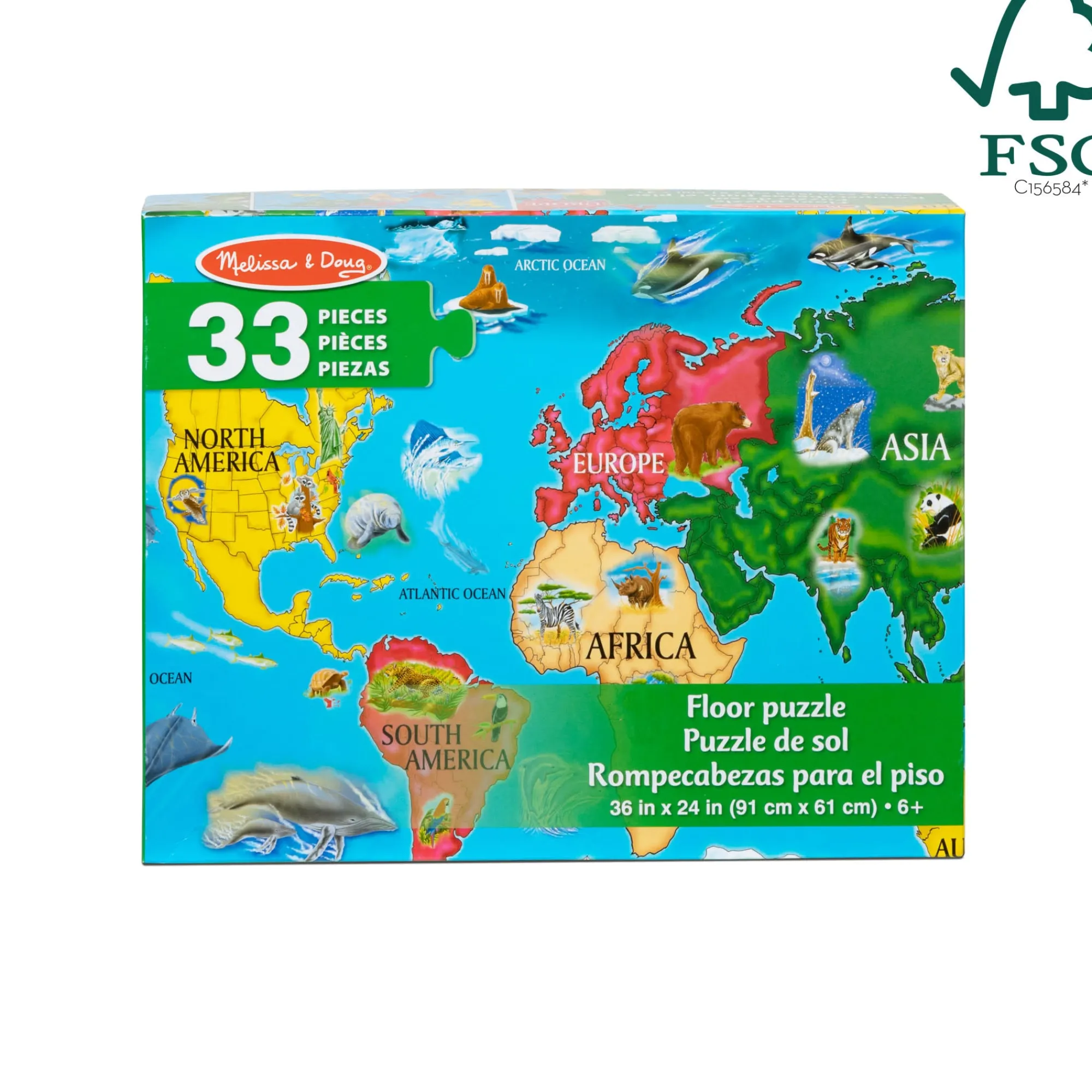World Map Floor Puzzle - 33 Pieces>Melissa & Doug Hot