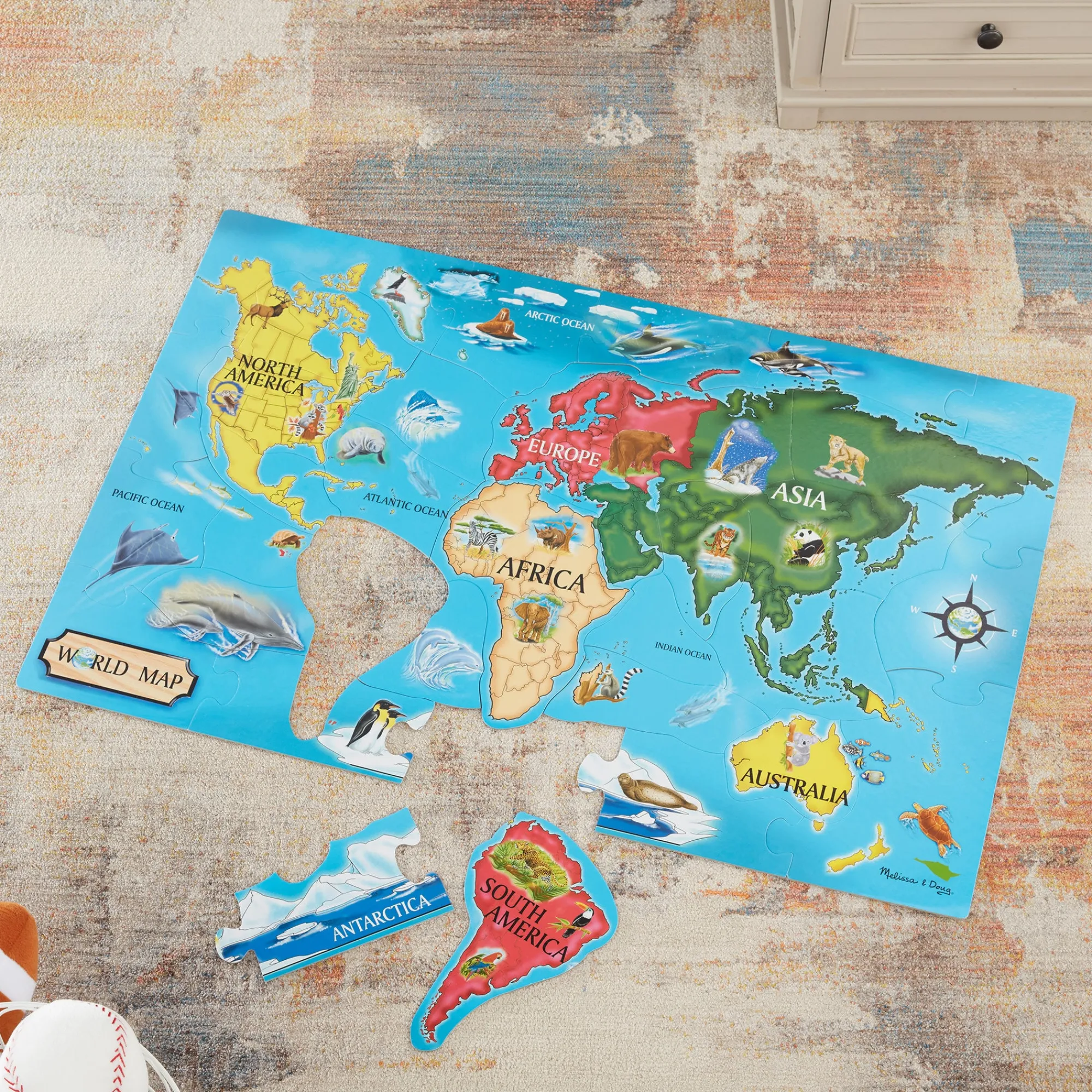 World Map Floor Puzzle - 33 Pieces>Melissa & Doug Hot